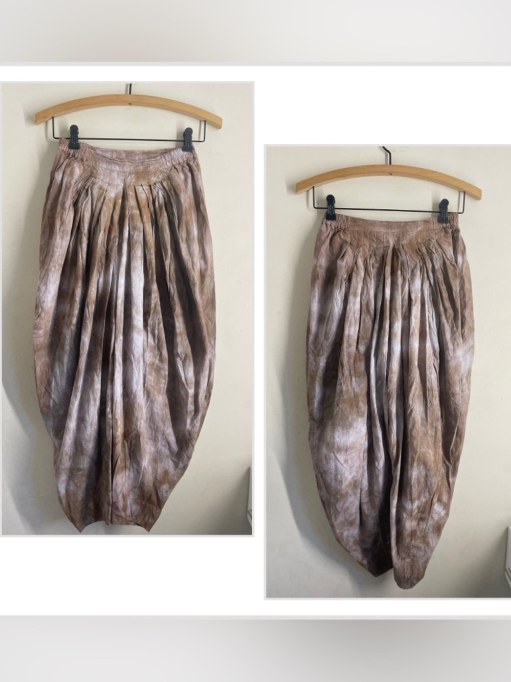 Anokhi Pleated Harem Pants - Taupe Tie-Dye